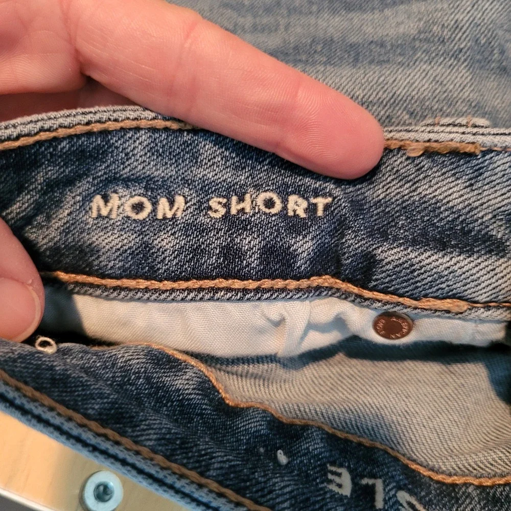 American Eagle Mom Short‎ Womens 0 Blue Denim High Rise Cuffed Stretch Beach